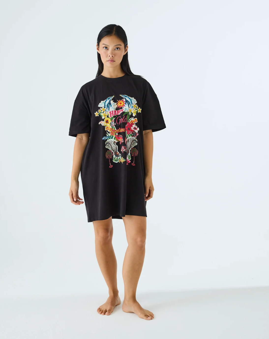 Kip & Co x Romance Was Born Sunny Oz Black Adult Oversize T-shirt Nightie