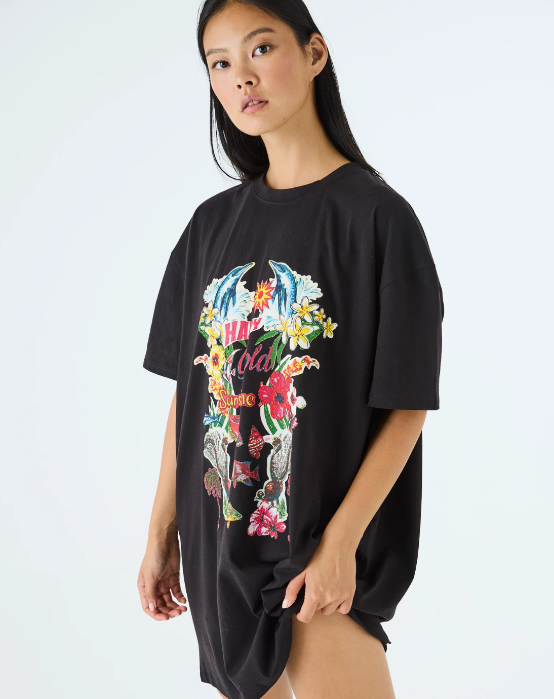 Kip & Co x Romance Was Born Sunny Oz Black Adult Oversize T-shirt Nightie