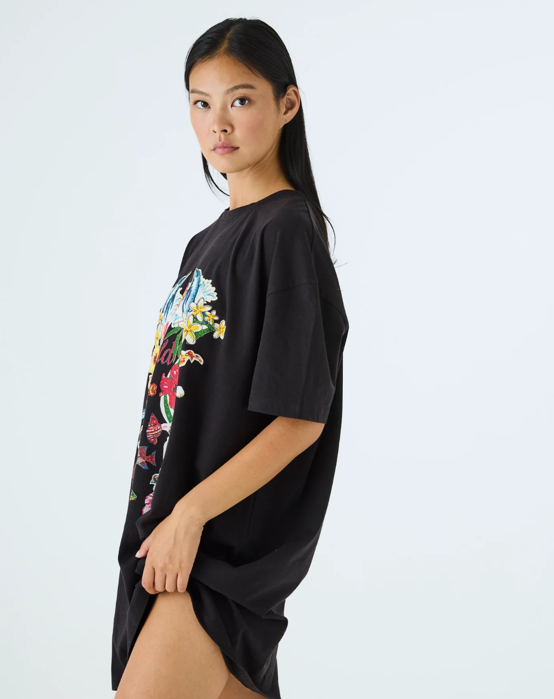 Kip & Co x Romance Was Born Sunny Oz Black Adult Oversize T-shirt Nightie