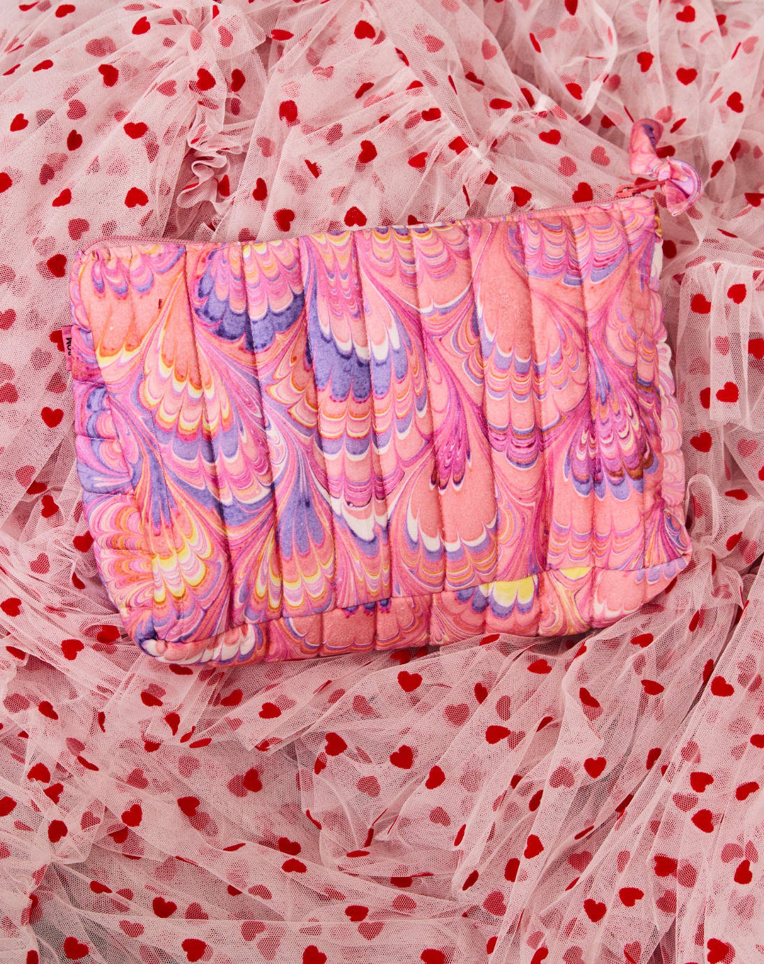 Kip & Co x Romance Was Born Cosmic Marbled Quilted Cotton Toiletry Purse