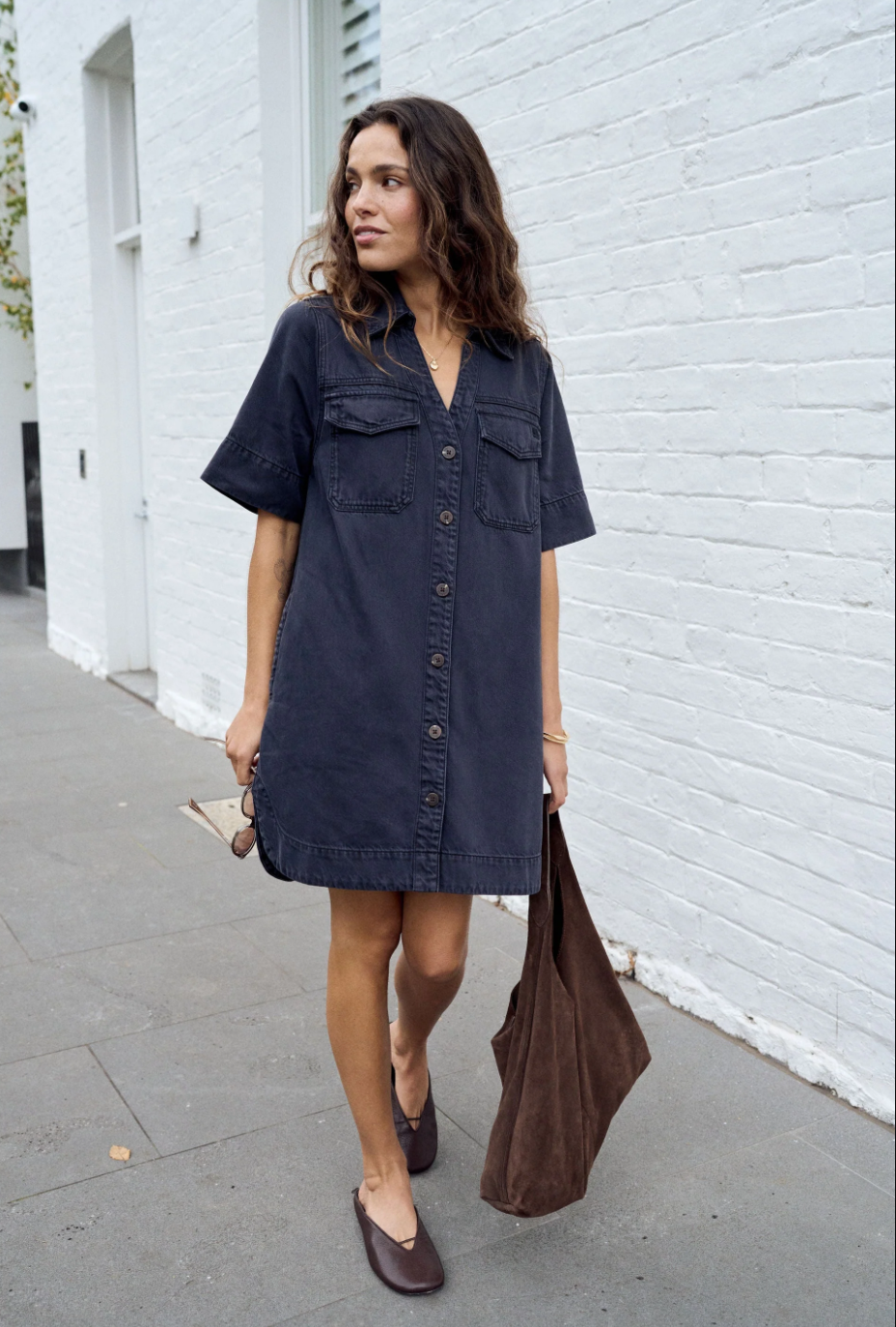 Bonnie Relaxed Shirt Dress - Washed Black