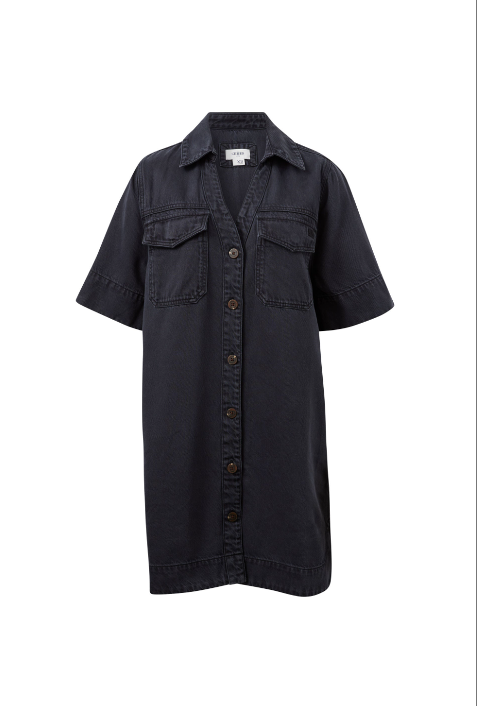 Bonnie Relaxed Shirt Dress - Washed Black