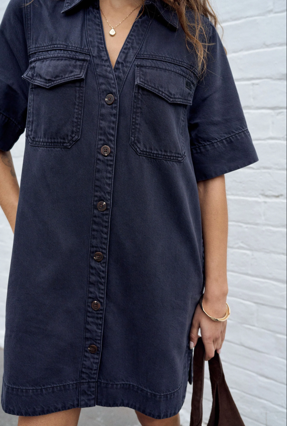 Bonnie Relaxed Shirt Dress - Washed Black