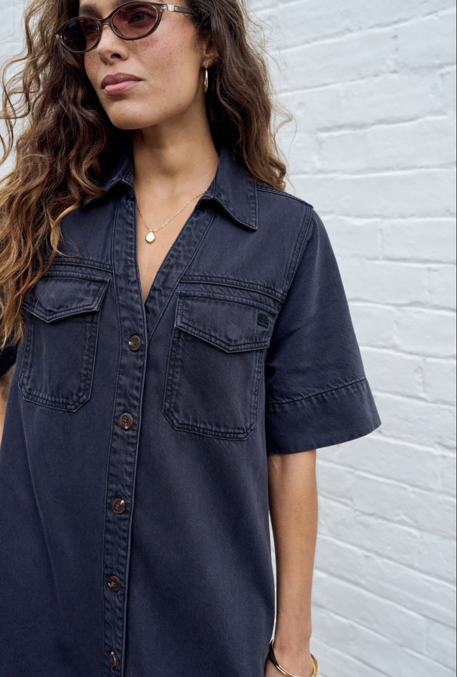 Bonnie Relaxed Shirt Dress - Washed Black