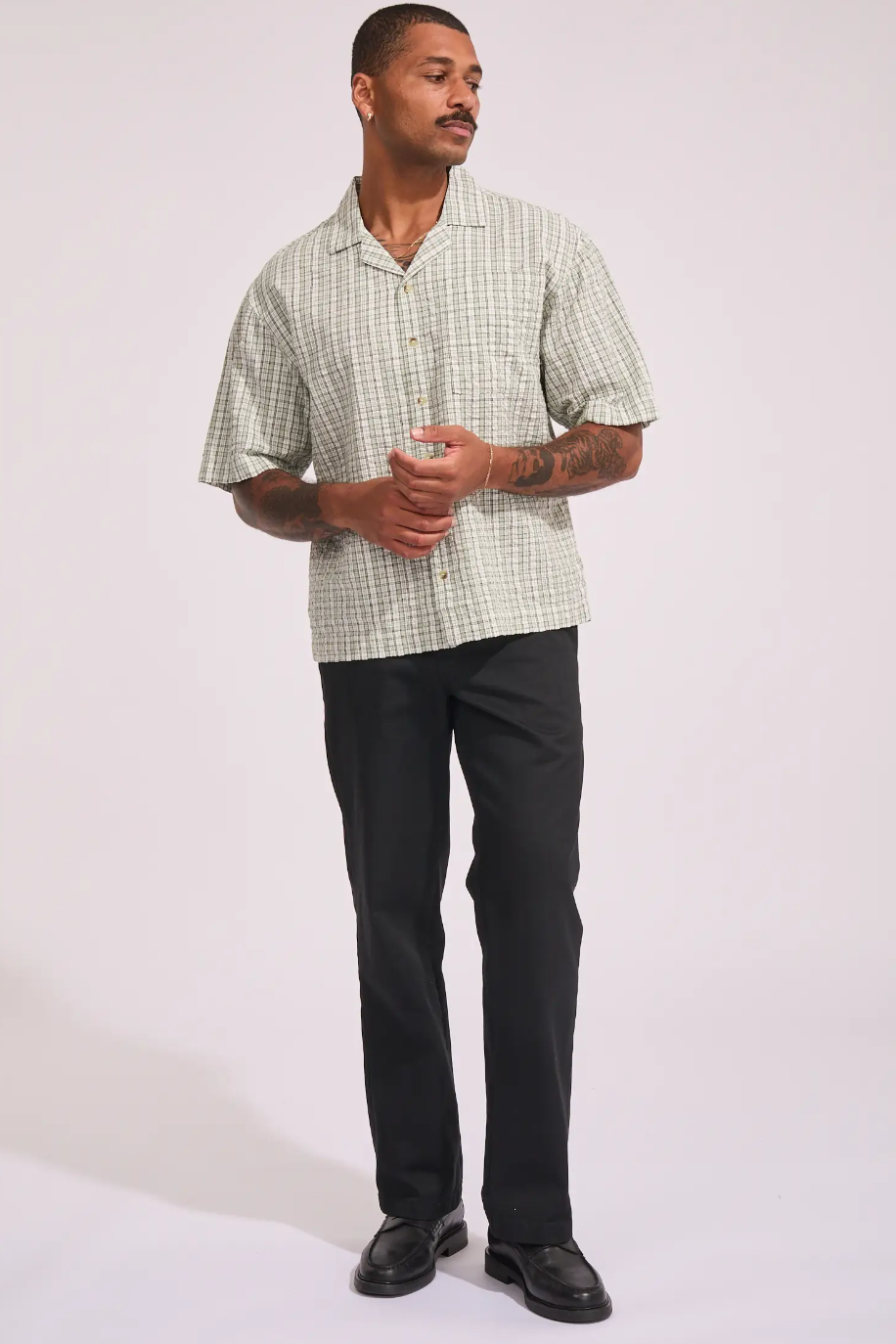 Check Boxy Bowler Shirt - Green