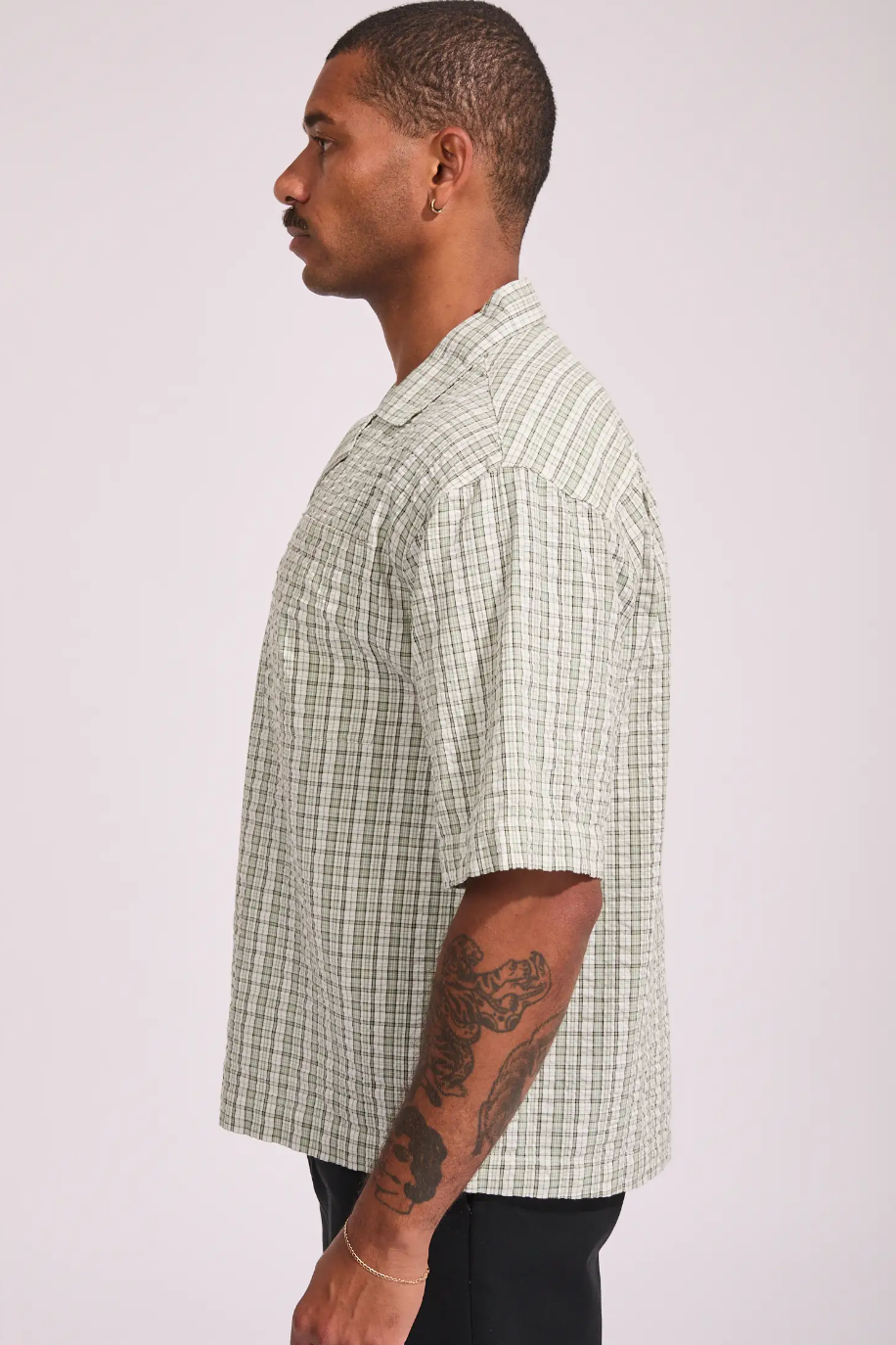 Check Boxy Bowler Shirt - Green