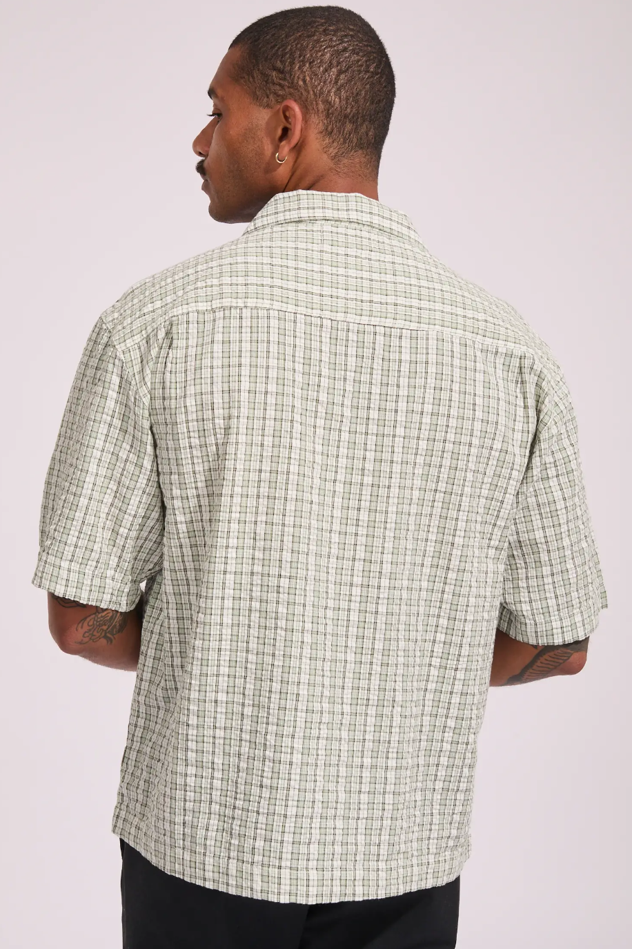 Check Boxy Bowler Shirt - Green