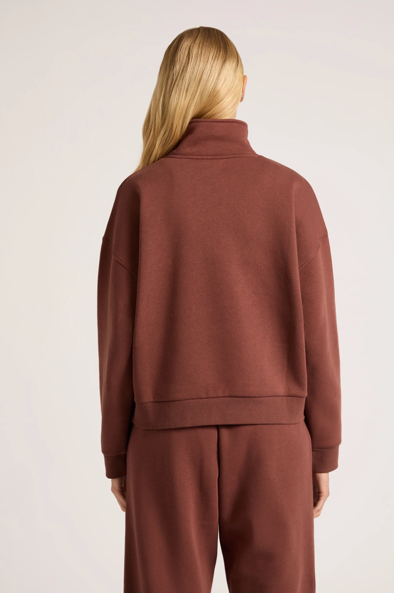 Carter Classic Zip Front Sweat in Wine