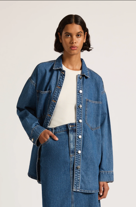 Organic Denim Overshirt in Vintage Blue