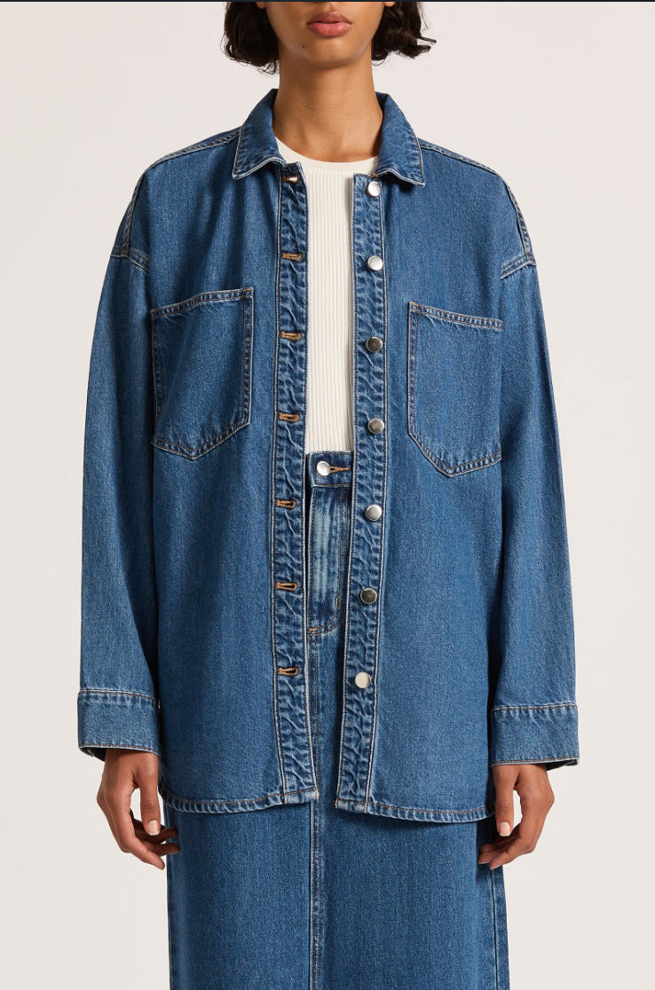 Organic Denim Overshirt in Vintage Blue