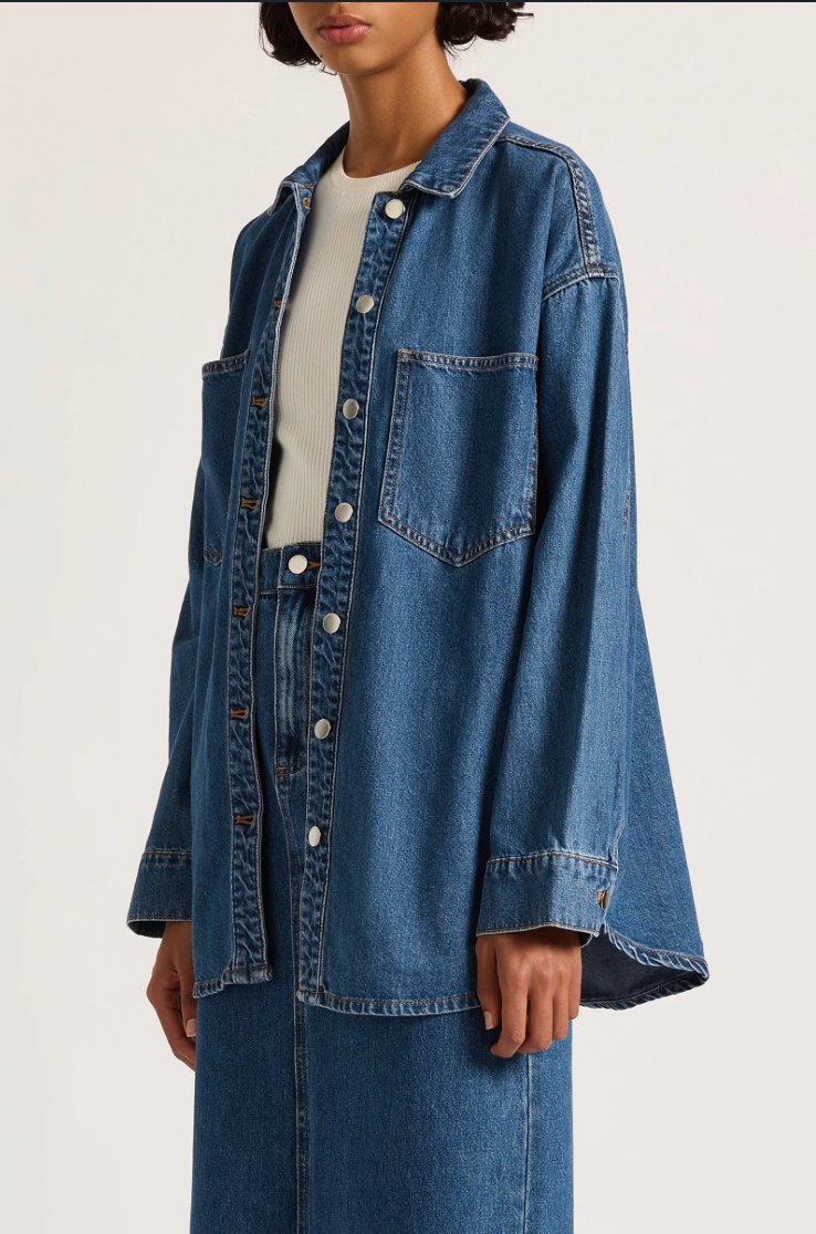 Organic Denim Overshirt in Vintage Blue