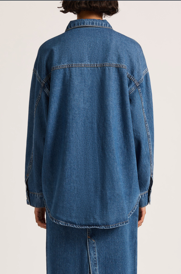 Organic Denim Overshirt in Vintage Blue