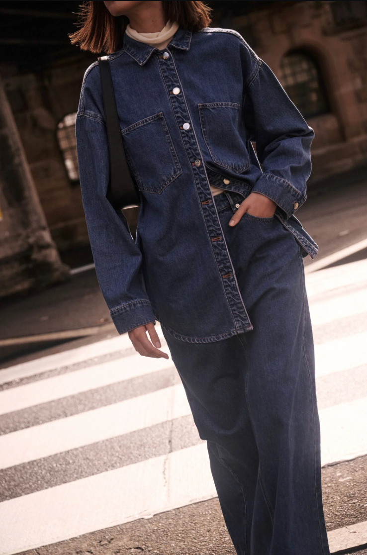 Organic Denim Overshirt in Vintage Blue