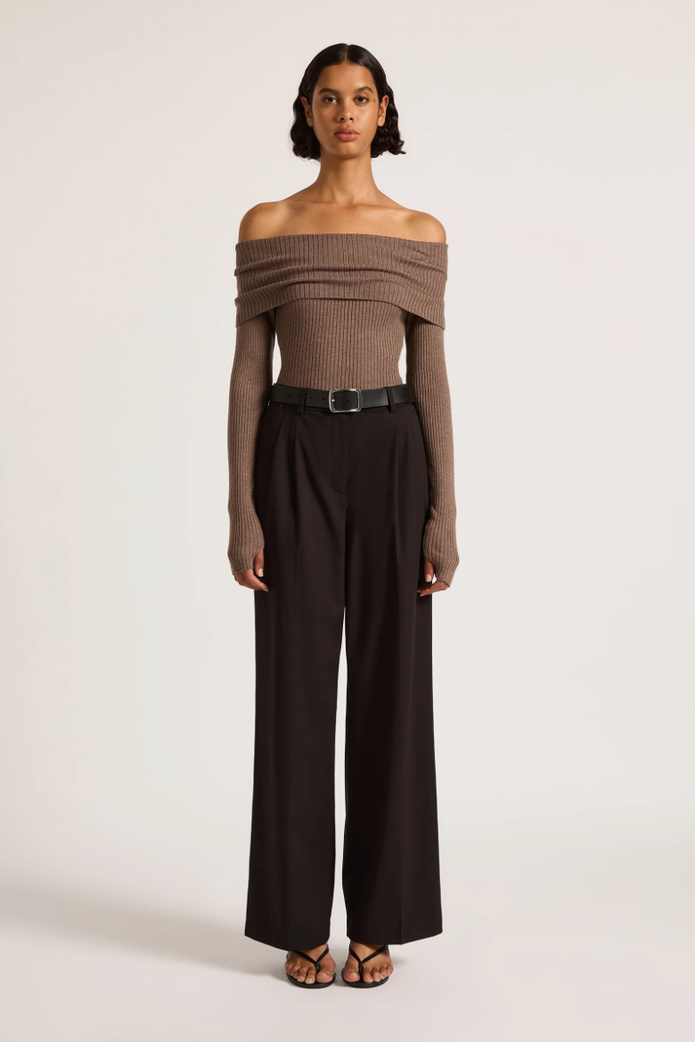 Krishna Off Shoulder Knit - Mocha