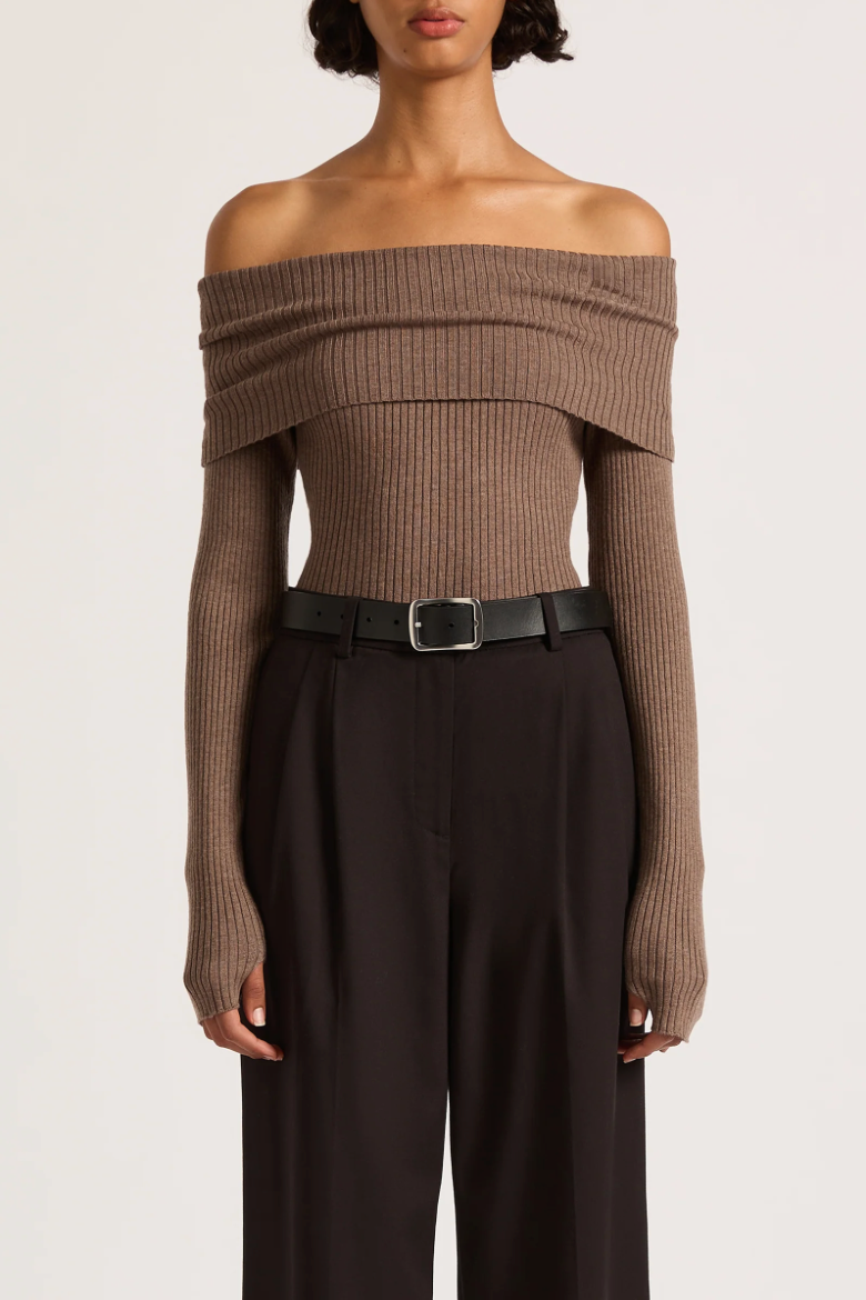 Krishna Off Shoulder Knit - Mocha