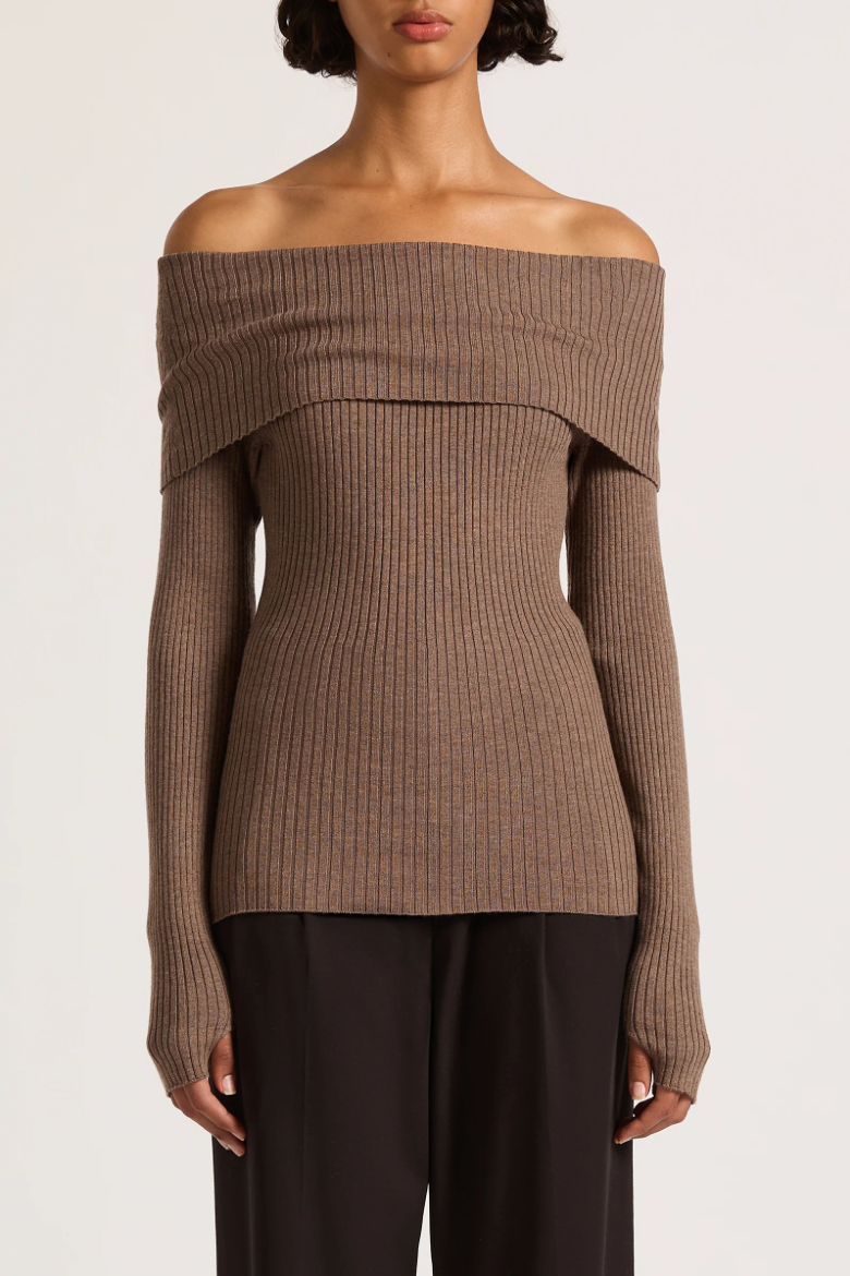 Krishna Off Shoulder Knit - Mocha