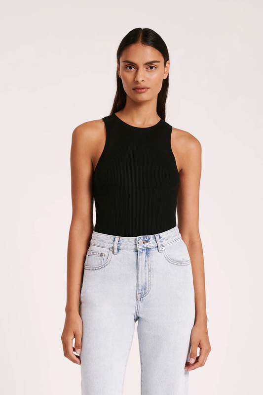 Classic Knit Tank - Black (Fine Rib)