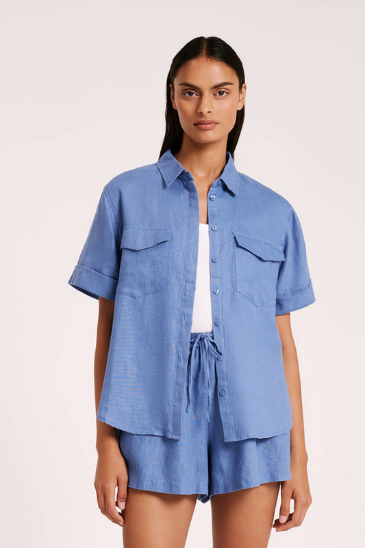 Desi Linen Shirt - Cerulean