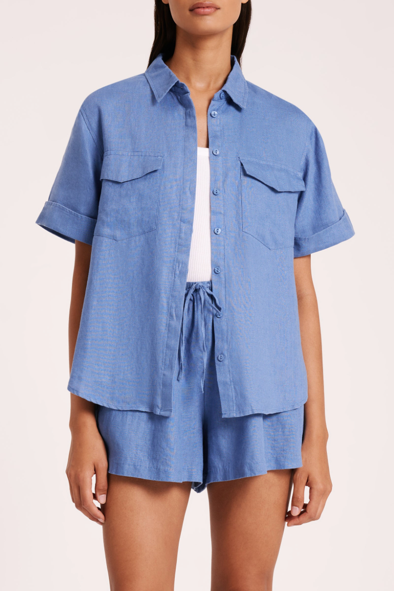 Desi Linen Shirt - Cerulean