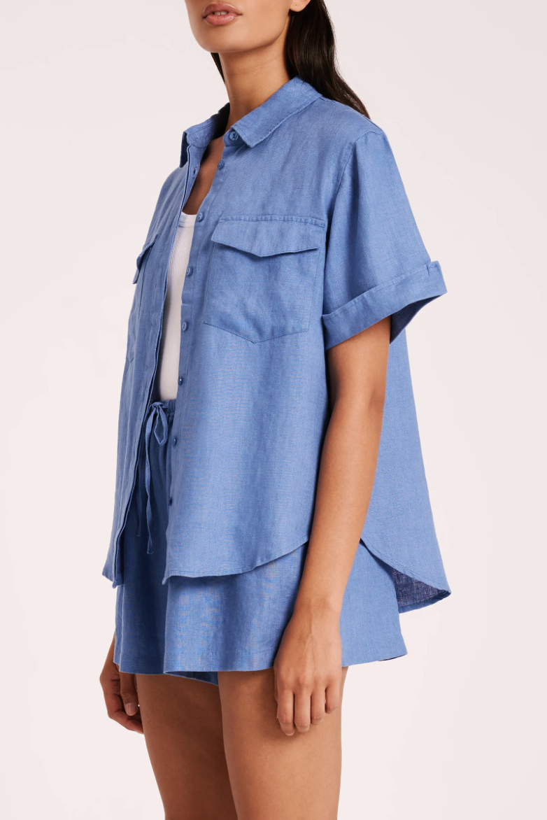 Desi Linen Shirt - Cerulean