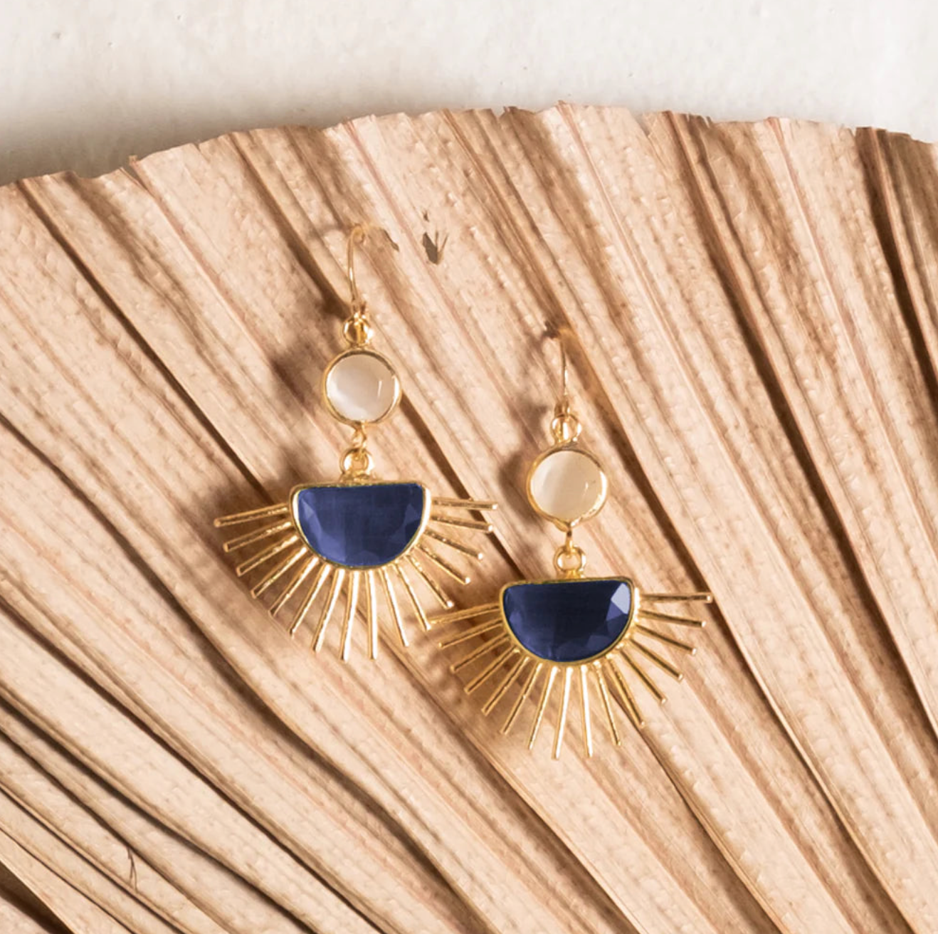 Gunay Sunray Drop Earrings - Purple Blue