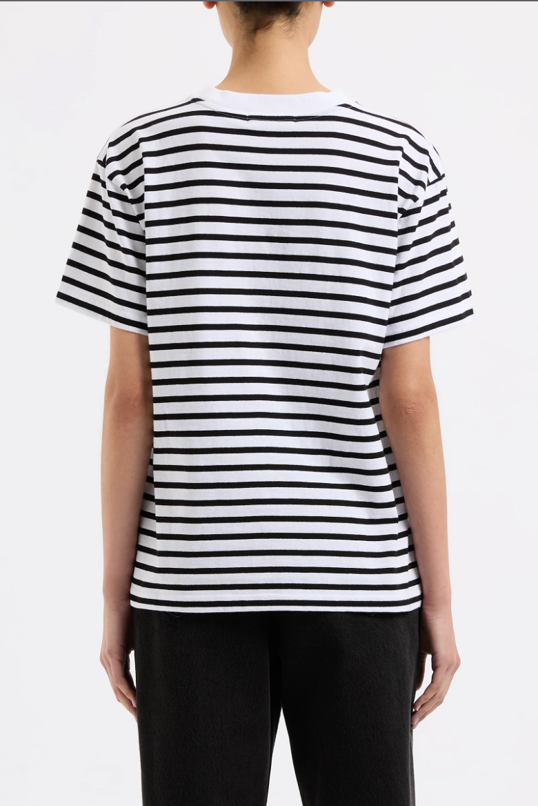 Organic Boyfriend Tee - Black and White Stripe