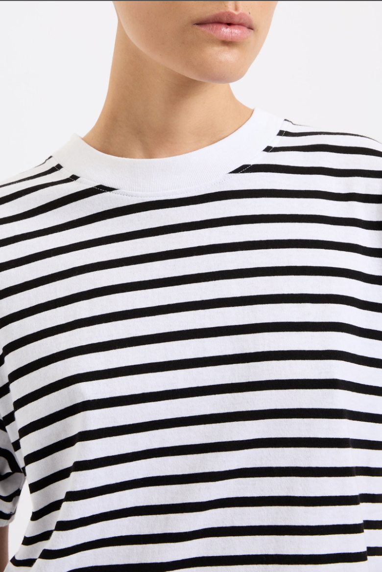 Organic Boyfriend Tee - Black and White Stripe