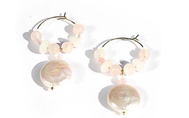 Quartz Pearl Hoops