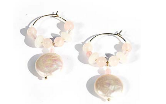 Quartz Pearl Hoops