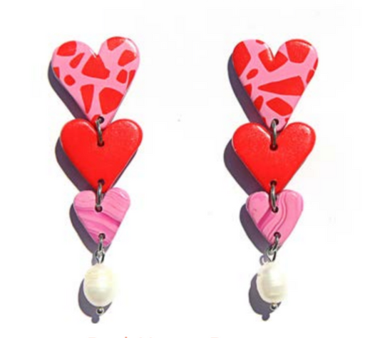 Red Heart Drop Earrings