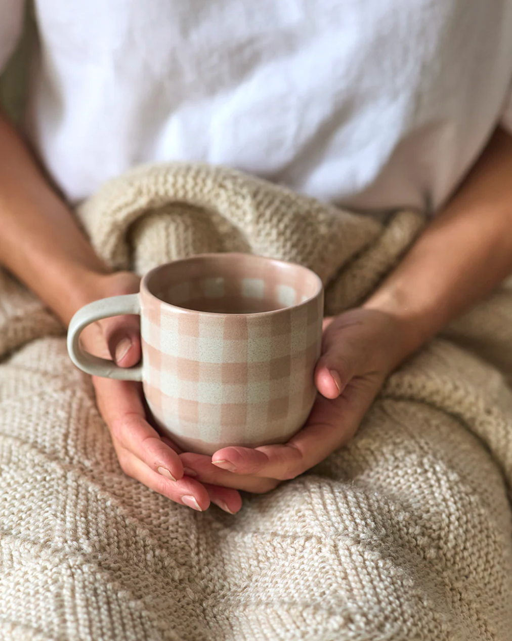 Soft Terracotta Check Cat's Pyjamas Mug