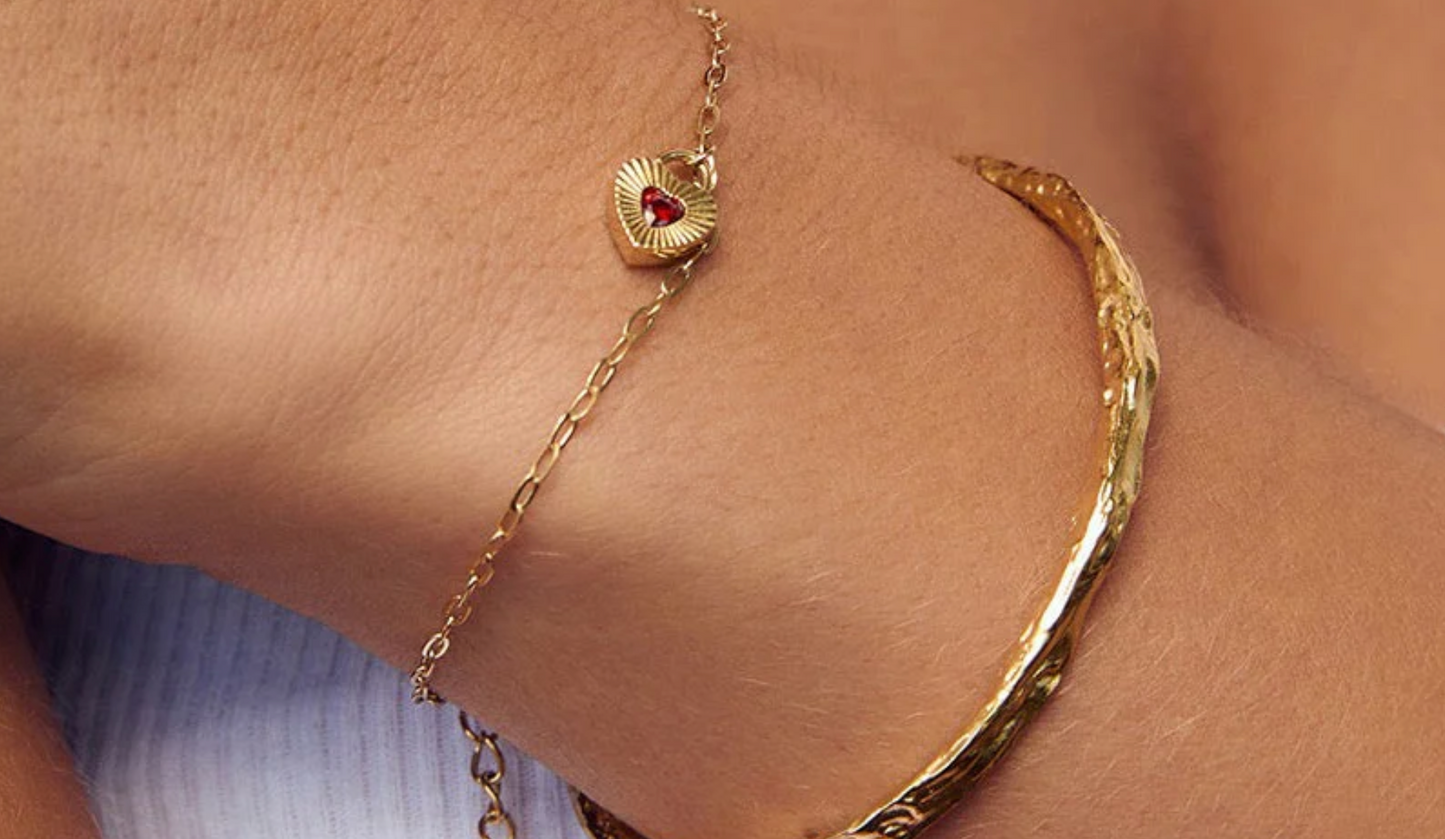 Ruby Heart Bracelet - Red