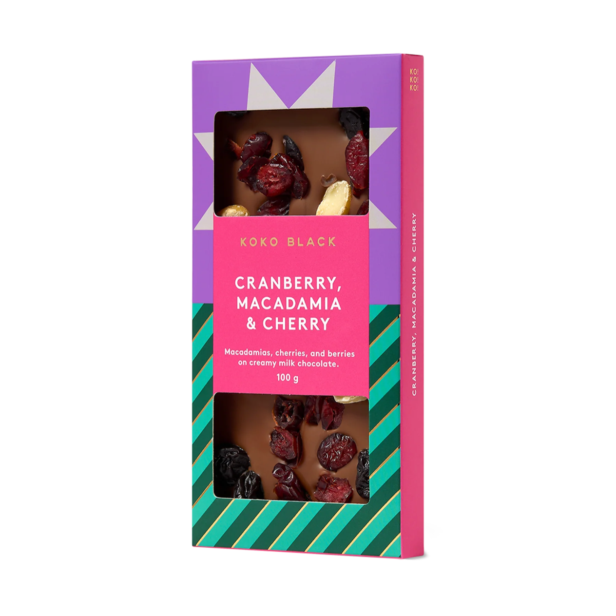 Festive Cranberry Macadamia & Cherry Milk Chocolate Block