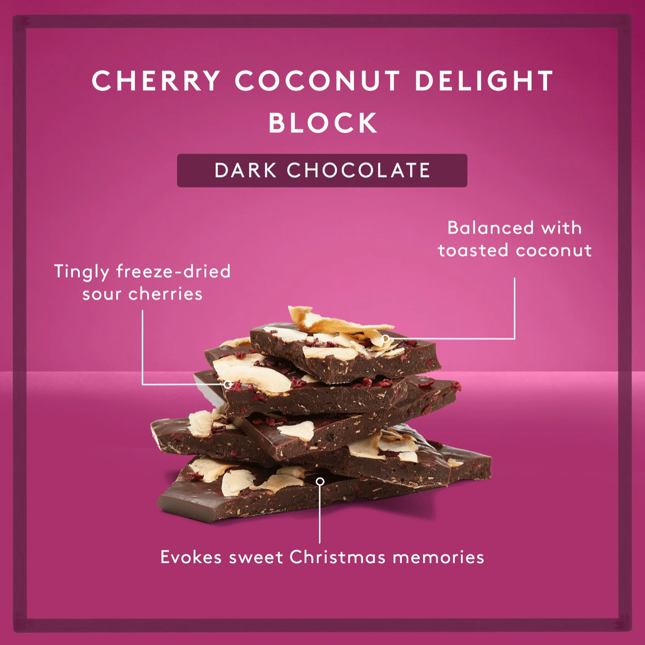Cherry Coconut Delight Block - Dark Chocolate