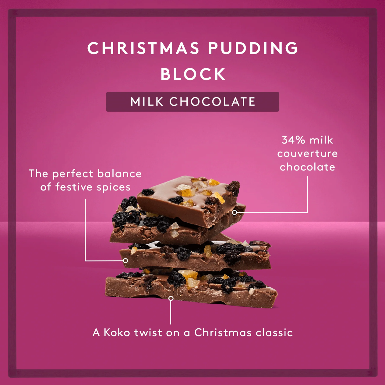 Classic Christmas Pudding Block - Milk Chocolate