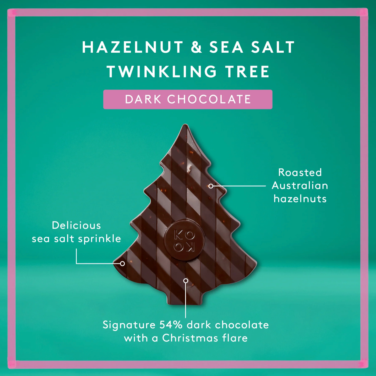 Twinkling Tree - Festive Hazelnut and Sea Salt - 54% Dark Chocolate