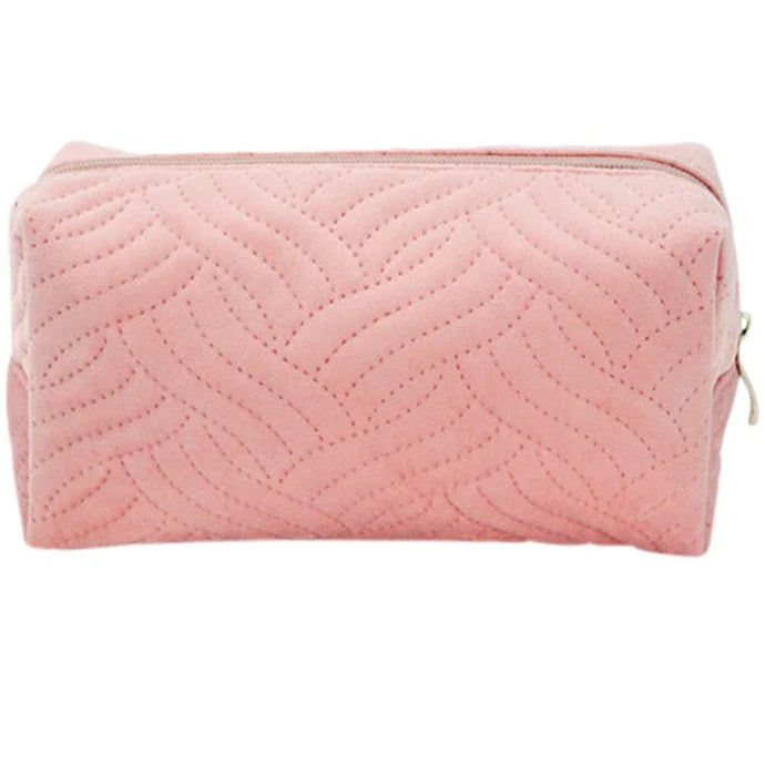 Velvet Cosmetic Bag - Blue/Pink