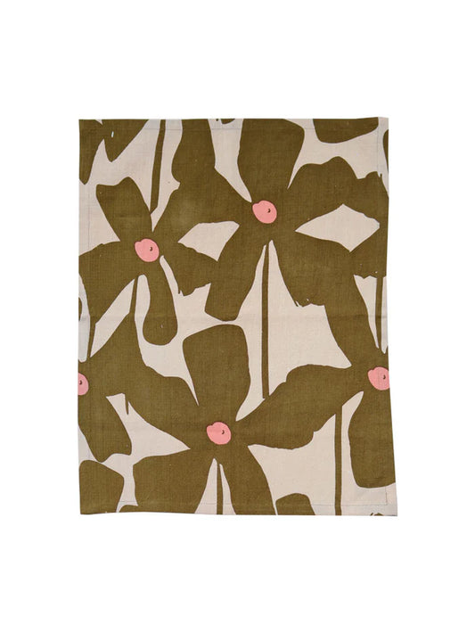 Olive Poppy Tea Towel