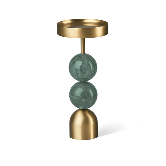 Beaded Fountain Brass Candle Holder - Green