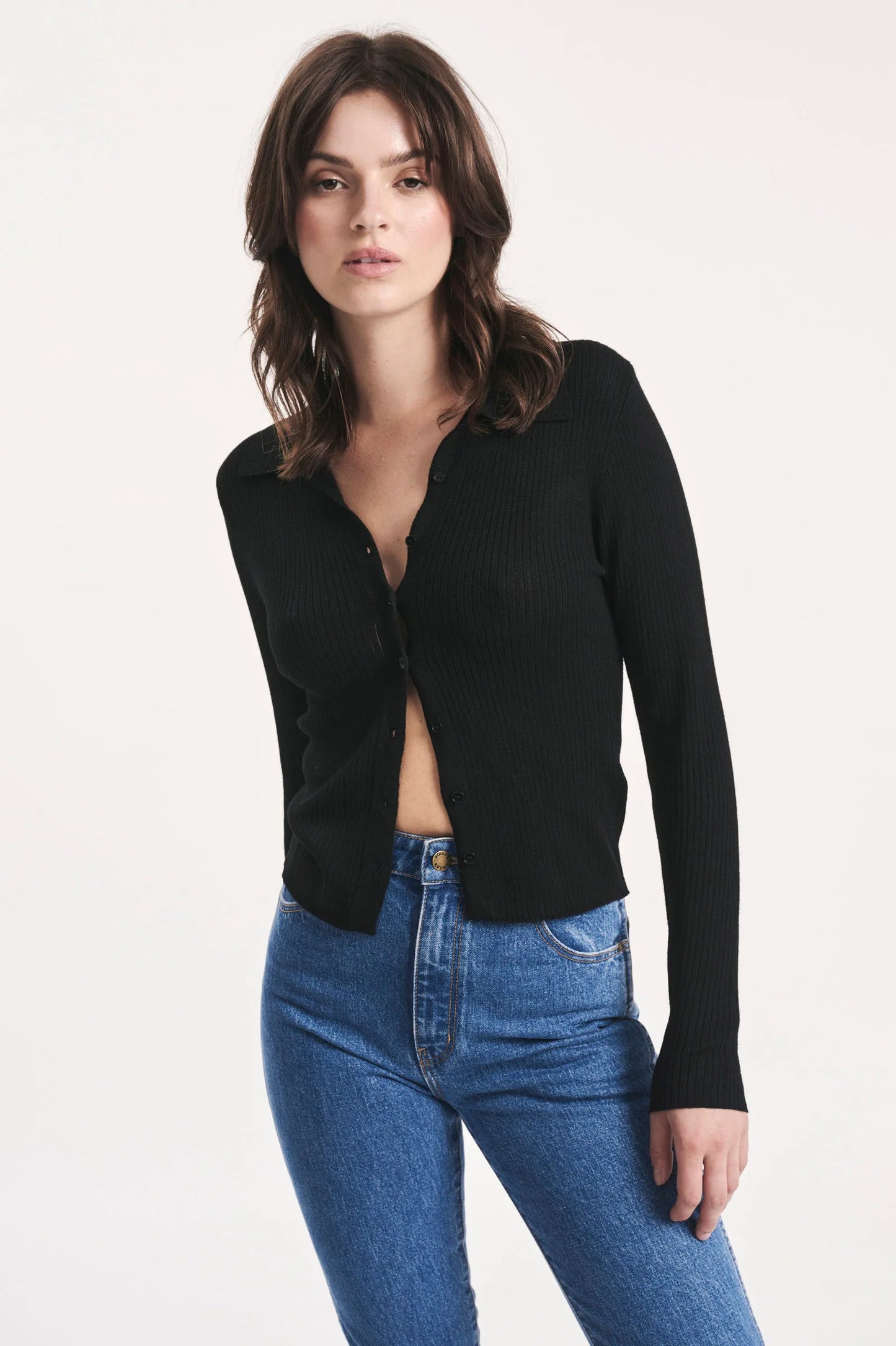 Caroline Knit Longsleeve Top - Black