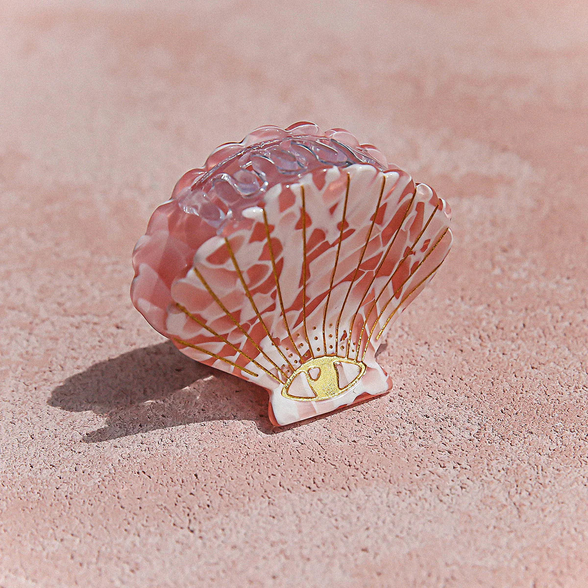 Pink Terrazzo Shell Hair Clip