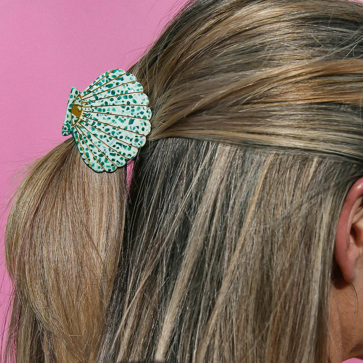 Shell Hair Claw Clip - Green Terrazzo