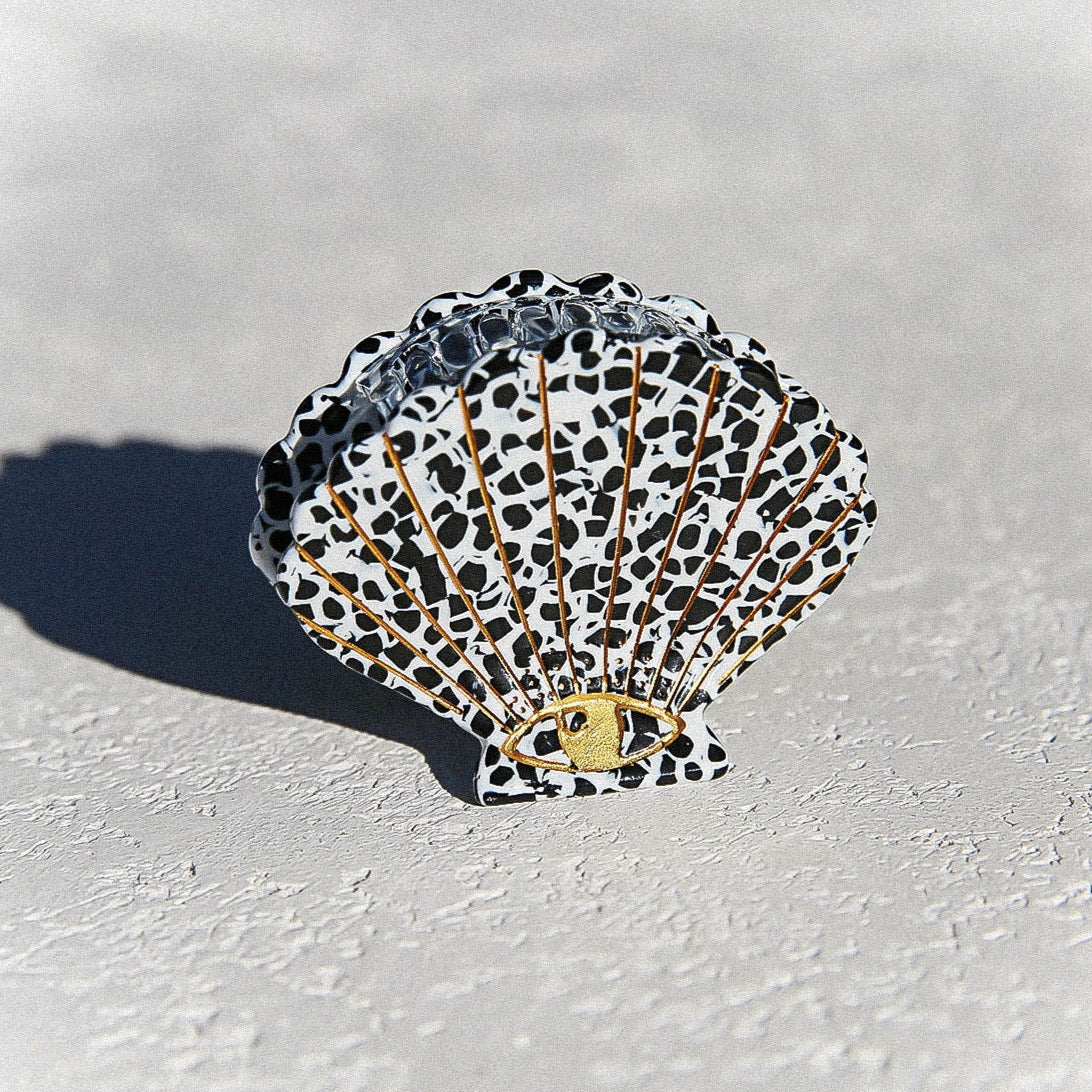 Shell Hair Claw Clip - Black Terrazzo