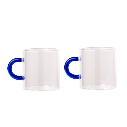 Leaf & Bean - Two Tone Coloured Glasses Set of 2 - Clear/Blue