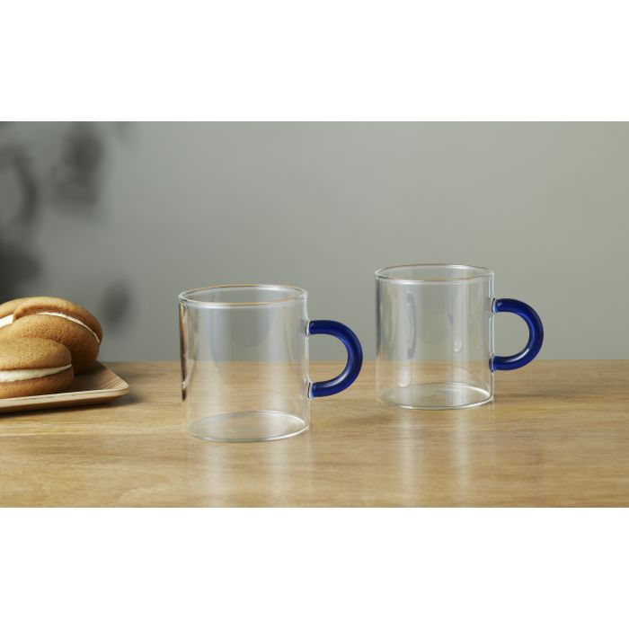 Leaf & Bean - Two Tone Coloured Glasses Set of 2 - Clear/Blue