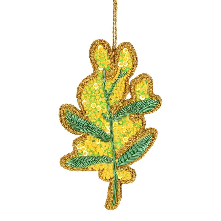 Golden Wattle Sequin Christmas Decoration