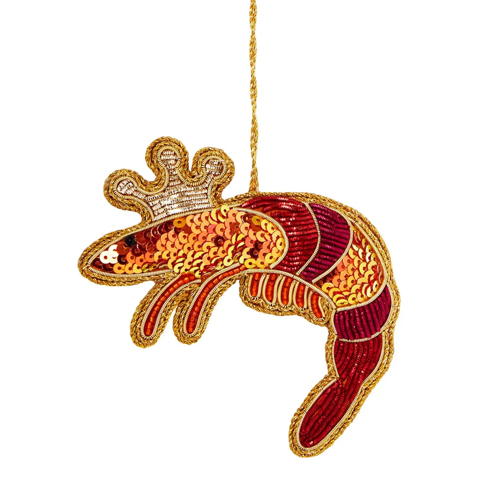 King Prawn Sequin Christmas Decoration