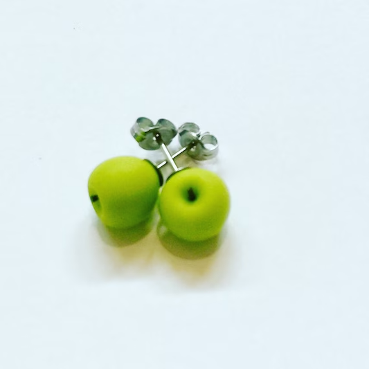 Green Gala Apple Stud Earrings