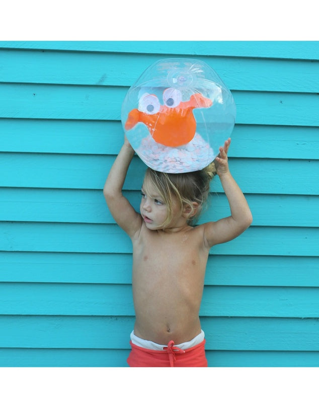 3D Inflatable Beach Ball Sonny the Sea Creature Neon Orange