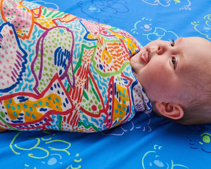 Kip & Co X Ken Done - Rainbow Fish Bamboo Swaddle